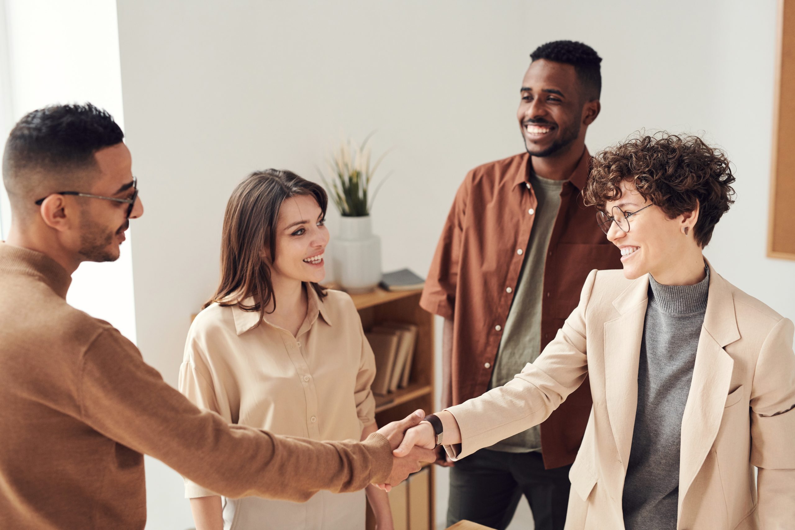 Stock picture of people meeting each other